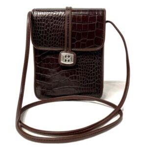 Vintage Brighton One World Women’s Leather Crossbody Black Brown Handbag